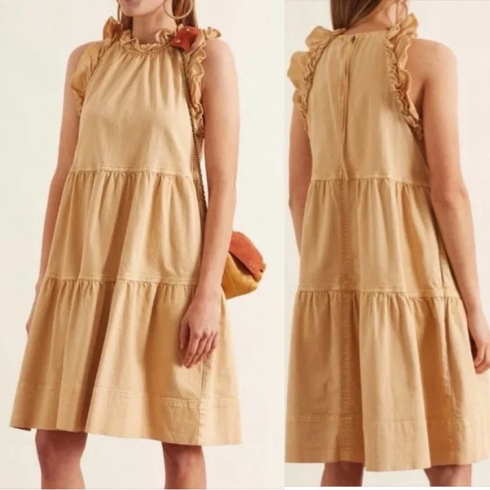 Ulla Johnson Talita Ruffled Sleeveless Tiered Dress, size 2